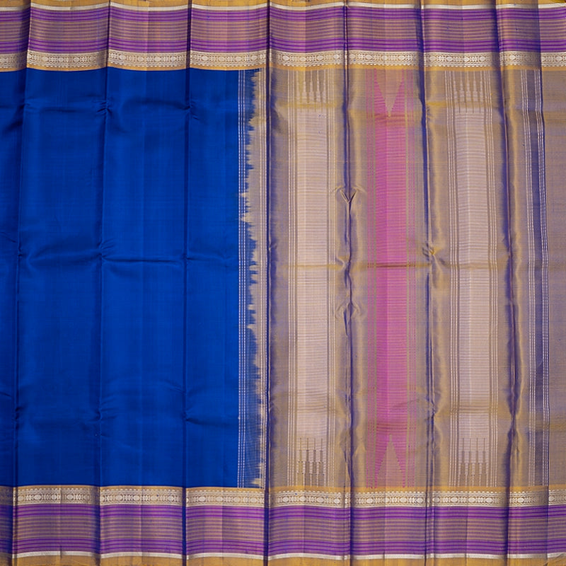 Hayagrivas Handloom Royal Blue Kanjivaram Silk Saree with Gold Border KBF224E2-6
