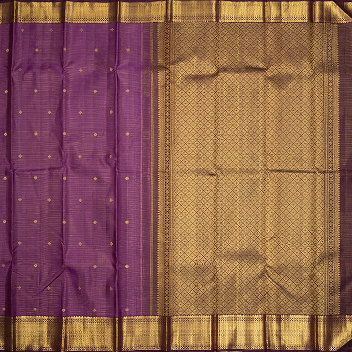 Hayagrivas Handloom Vadamalli Purple Kanjivaram Silk Saree with Burgundy Border KBF358F2-1