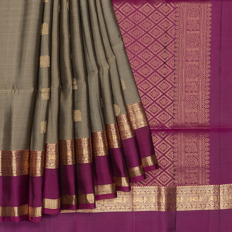 Hayagrivas Elephant Grey Handloom Soft Silk Saree KBF532G2-2