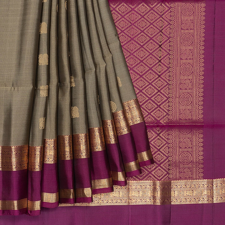 Hayagrivas Elephant Grey Handloom Soft Silk Saree KBF532G2-2