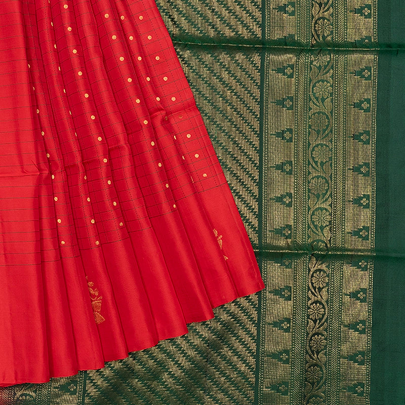 Hayagrivas Red Handloom Soft Silk Saree KBF535G5-1