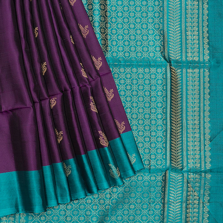 Hayagrivas Purple Handloom Soft Silk Saree KBF535G7-2