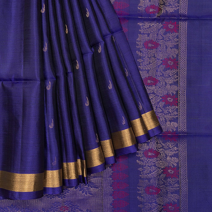 Hayagrivas Purplish-Blue Handloom Soft Silk Saree KBF535G7-25