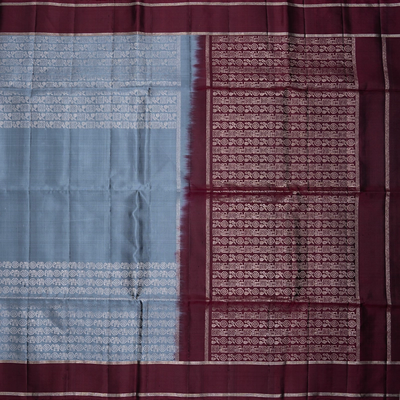 Hayagrivas Grey Handloom Soft Silk Saree KBF536G2-7