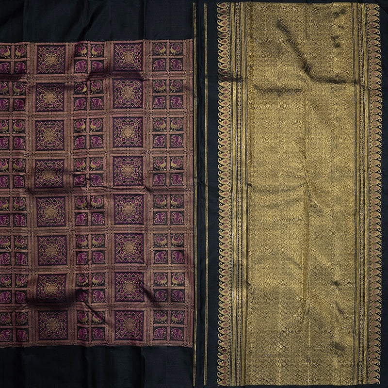 Hayagrivas Handloom Black Kanjivaram Silk Saree KBF538G4-1