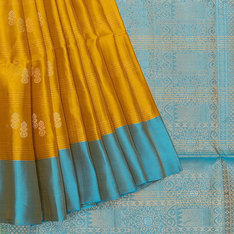 Hayagrivas Mustard Yellow Handloom Soft Silk Saree KBF547G1-14