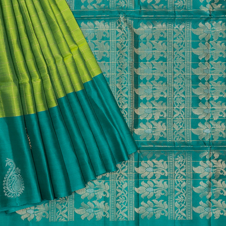 Hayagrivas Parrot Green Handloom Soft Silk Saree KBF547G1-22