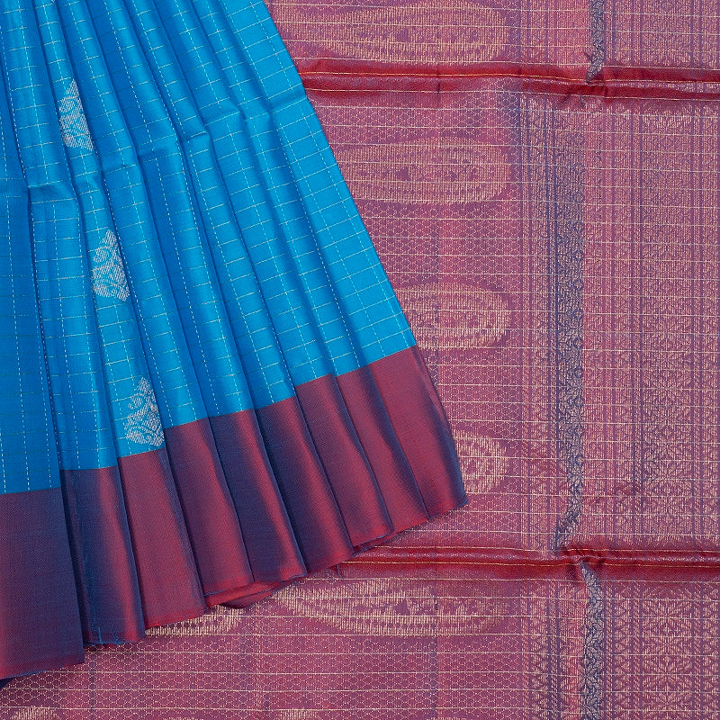 Hayagrivas Sky Blue Handloom Soft Silk Saree KBF547G1-31