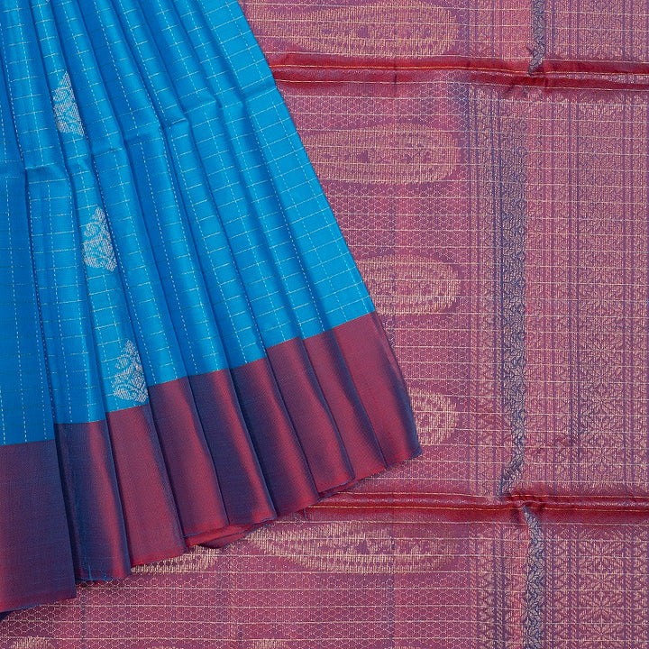 Hayagrivas Sky Blue Handloom Soft Silk Saree KBF547G1-31