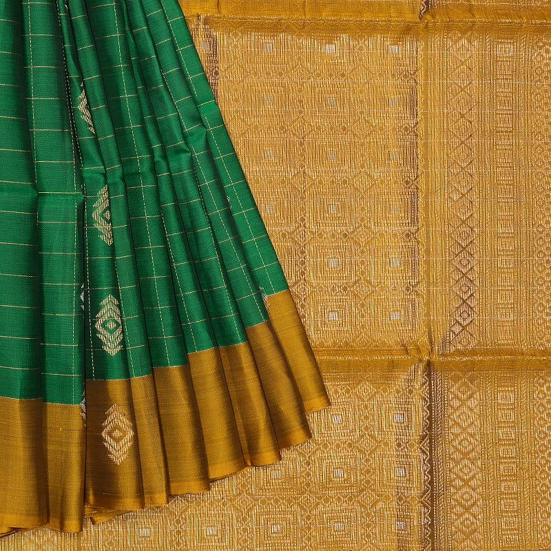 Hayagrivas Green Handloom Soft Silk Saree KBF547G1-5