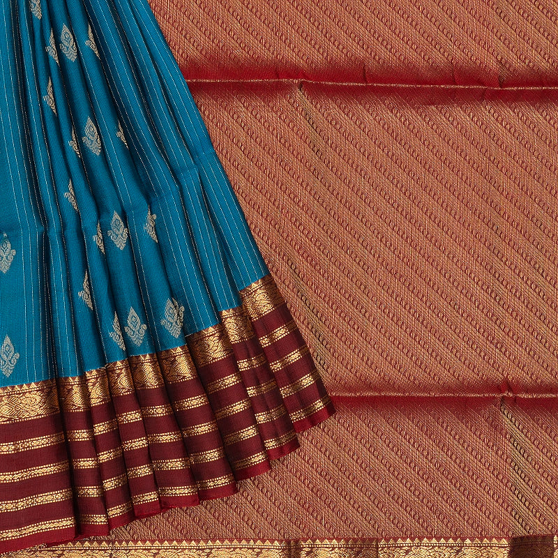Hayagrivas Rama Blue Handloom Soft Silk Saree KBF549G1-1