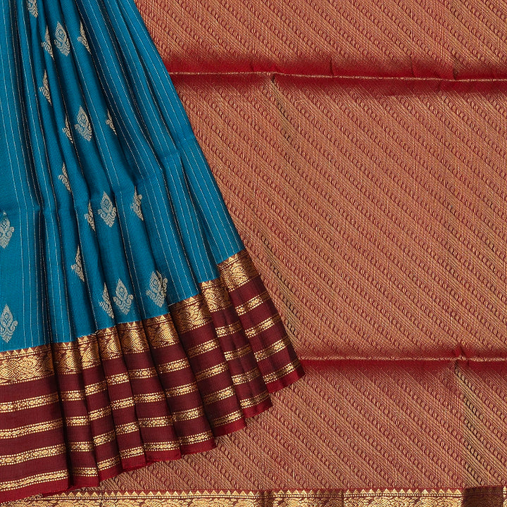 Hayagrivas Rama Blue Handloom Soft Silk Saree KBF549G1-1