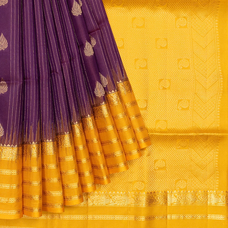 Hayagrivas Purple Handloom Soft Silk Saree KBF549G1-10