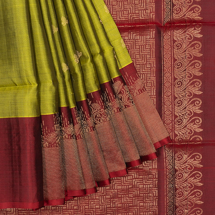 Hayagrivas Parrot Green Handloom Soft Silk Saree KBF549G2-4