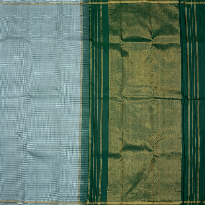 Hayagrivas Handloom White &amp; Green (Zasa Zasa Kattam) Kanjivaram Silk Saree KBF551G1-1