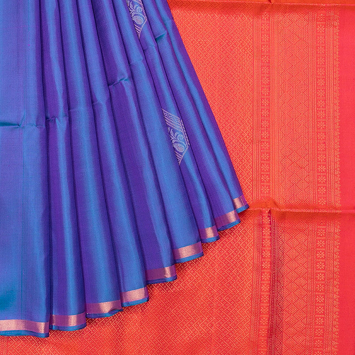 Hayagrivas Blue-Purple Handloom Soft Silk Saree KBF553G10-1