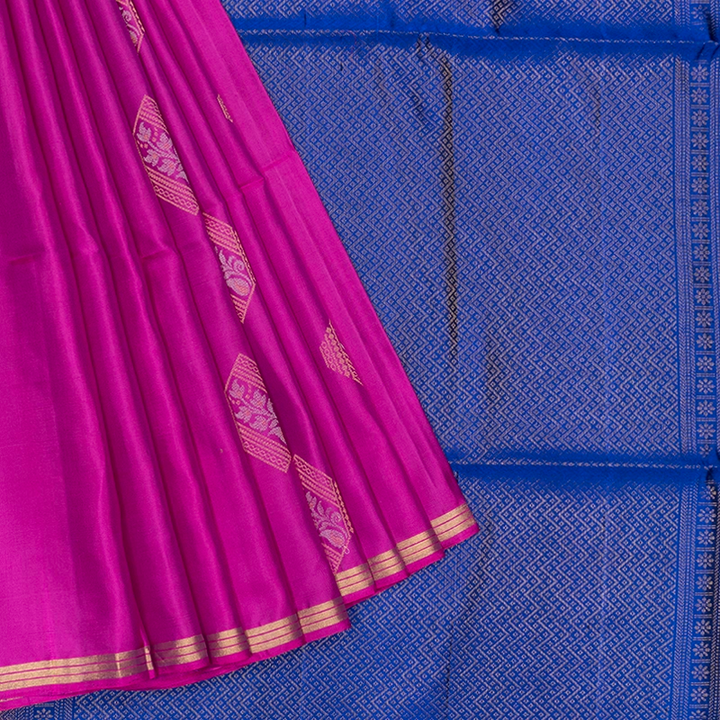 Hayagrivas Magenta-Pink Handloom Soft Silk Saree KBF553G10-3