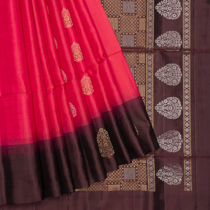Hayagrivas Pink Handloom Soft Silk Saree KBF553G14-1