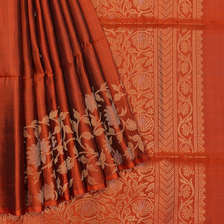 Hayagrivas Rust Orange Handloom Soft Silk Saree KBF553G6-2