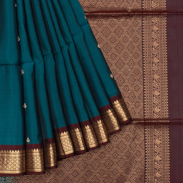 Hayagrivas Peacock Green Handloom Soft Silk Saree KBF555G1-17