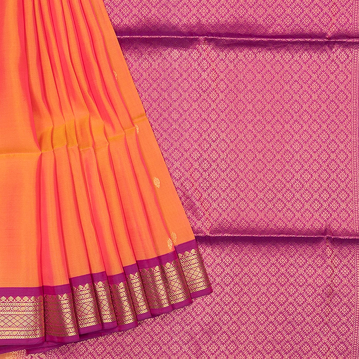 Hayagrivas Sunset Orange Handloom Soft Silk Saree KBF555G1-25