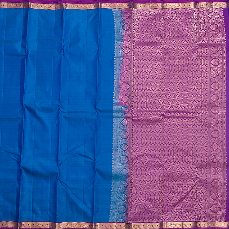Hayagrivas Handloom Ananda Blue Kanjivaram Silk Saree with Purple Border KBF582G1-13