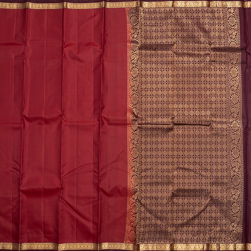 Hayagrivas Handloom Maroon Kanjivaram Silk Saree with Burgundy Border KBF582G1-14