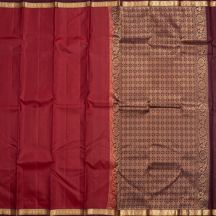 Hayagrivas Handloom Maroon Kanjivaram Silk Saree with Burgundy Border KBF582G1-14