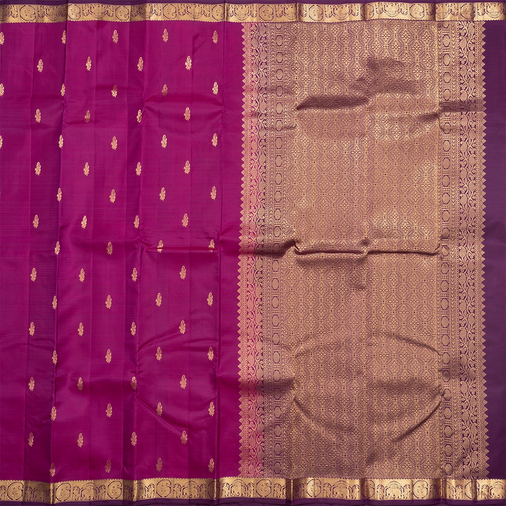 Hayagrivas Handloom Magenta Kanjivaram Silk Saree with Purple Border KBF582G2-9