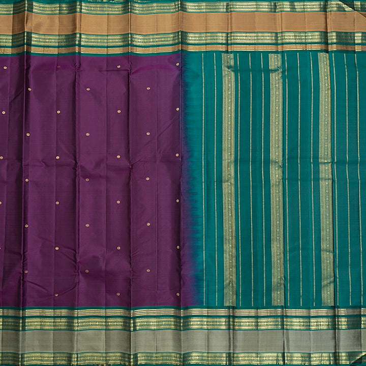 Hayagrivas Handloom Purple Kanjivaram Silk Saree with Ganga Jamuna Border KBF644G3-1