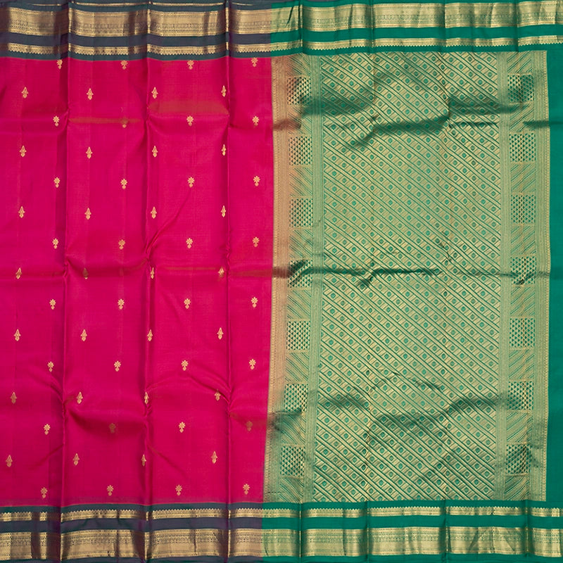 Hayagrivas Handloom Pink Kanjivaram Silk Saree with Manthalir Green Border KBF688G2-18