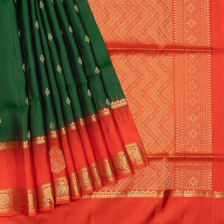 Hayagrivas Bottle Green Handloom Soft Silk Saree KBF705G3-6