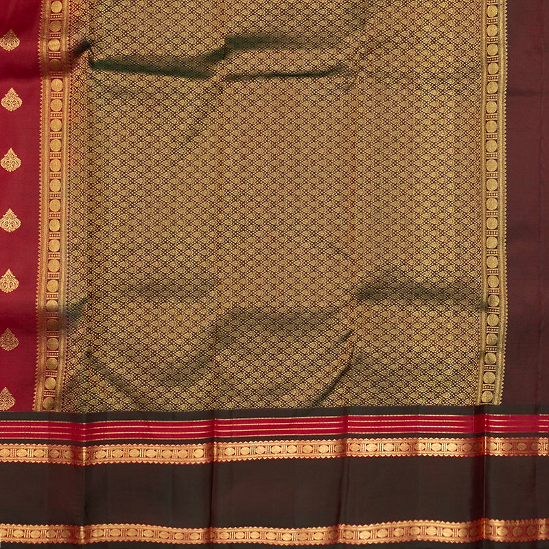 Hayagrivas Handloom Maroon Kanjivaram Silk Saree with Manthalir Border KBF707G3-3