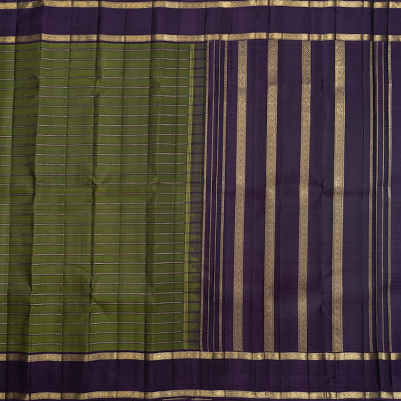 Hayagrivas Handloom Mehandi Green Kanjivaram Silk Saree with Nagapazham Border KBF719G1-1