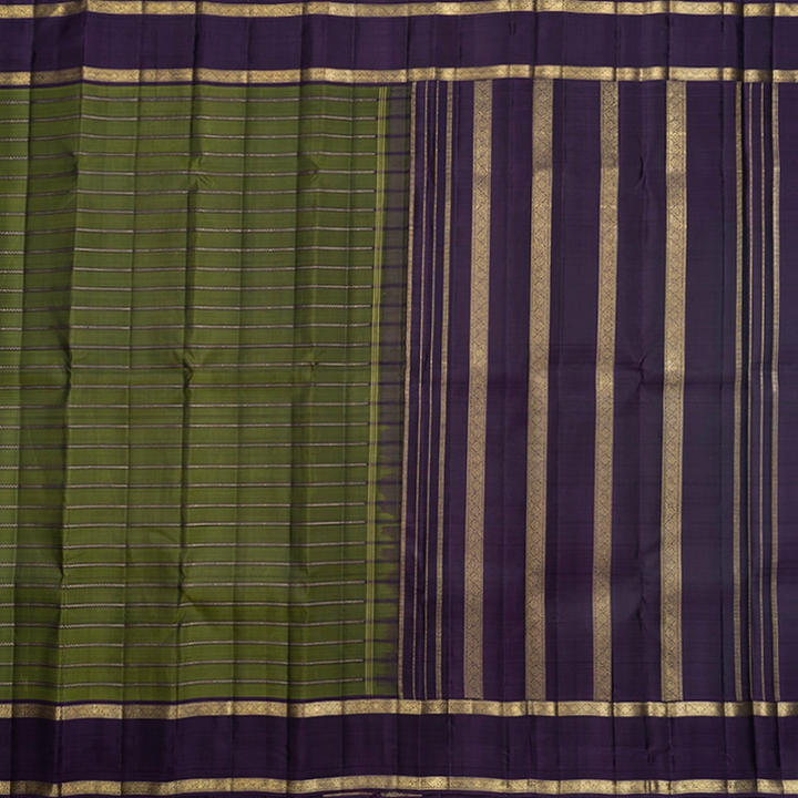 Hayagrivas Handloom Mehandi Green Kanjivaram Silk Saree with Nagapazham Border KBF719G1-1