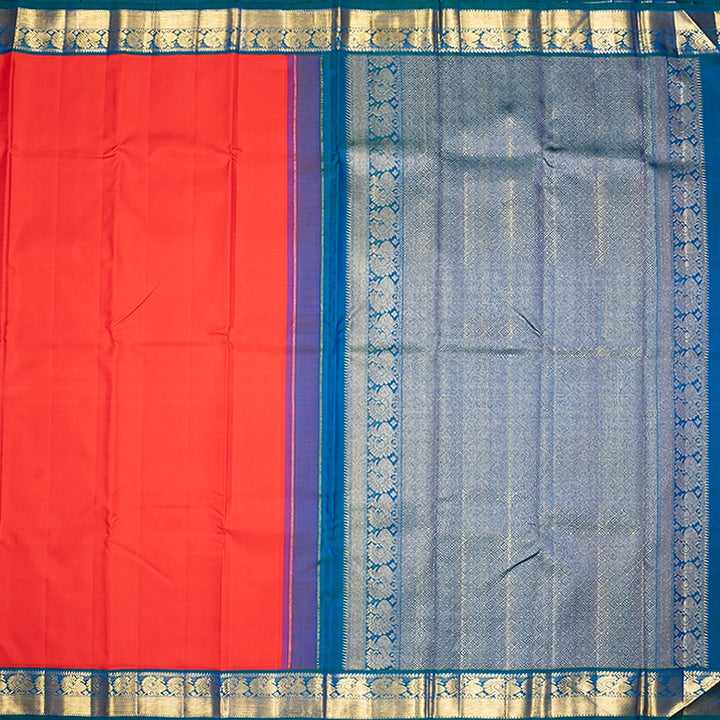 Hayagrivas Handloom Red Kanjivaram Silk Saree with Mayilkazhuthu Border KBF721G1-1