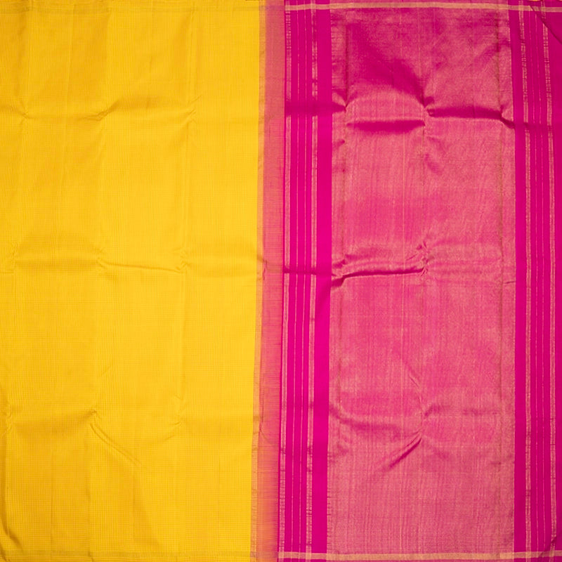Hayagrivas Handloom Yellow Checks Kanjivaram Silk Saree KBF721G6-1