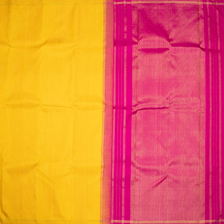 Hayagrivas Handloom Yellow Checks Kanjivaram Silk Saree KBF721G6-1