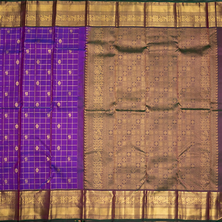Hayagrivas Handloom Purple Kanjivaram Silk Saree with Manthalir Border KBF731G4-2
