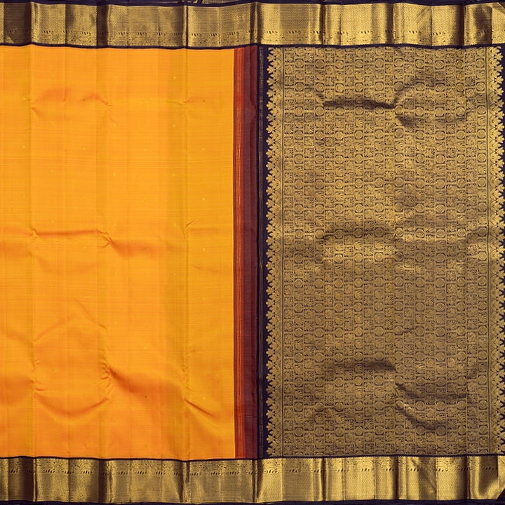 Hayagrivas Handloom Mambazham Orange Kanjivaram Silk Saree with Deep Jamun Border KBF741H1-2