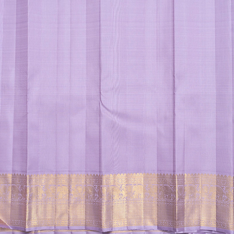 Hayagrivas Handloom Sage Green Kanjivaram Silk Saree with Lilac Border KBF741H1-4