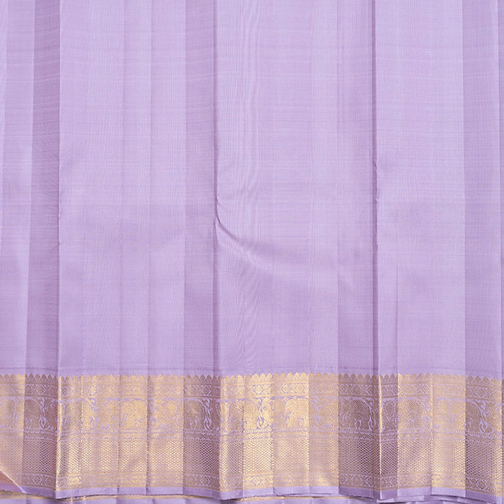 Hayagrivas Handloom Sage Green Kanjivaram Silk Saree with Lilac Border KBF741H1-4