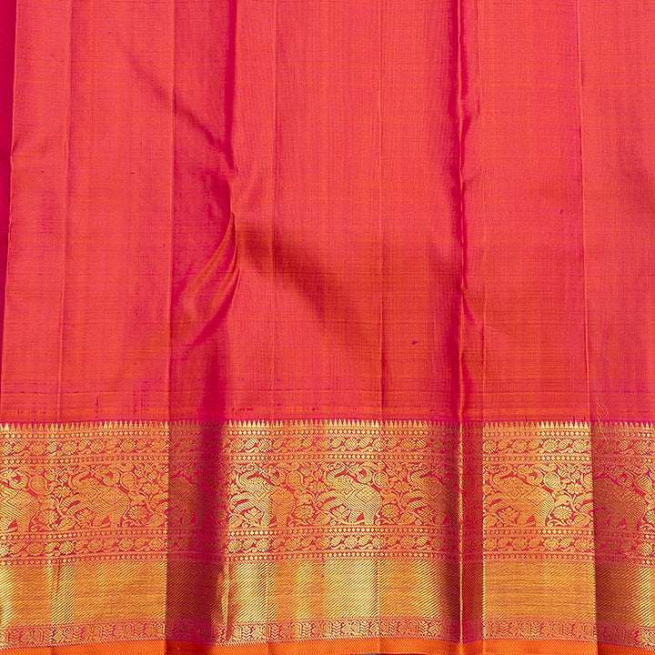 Hayagrivas Handloom Purple Kanjivaram Silk Saree with Orangish-Pink Border KBF741H5-1