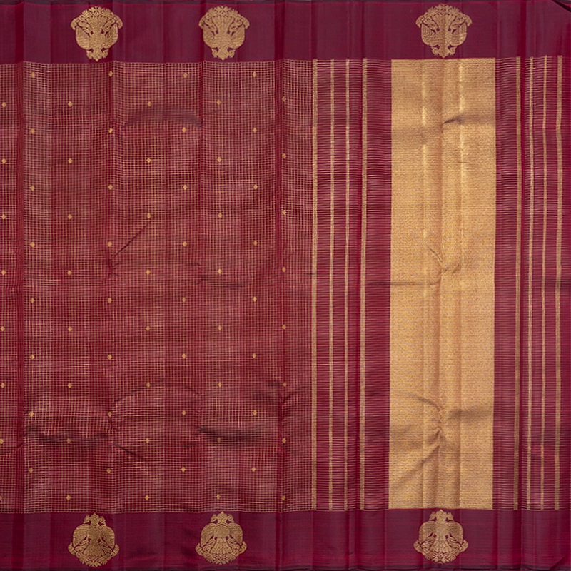 Hayagrivas Handloom Wine Maroon Kanjivaram Silk Saree KBF742H10-1