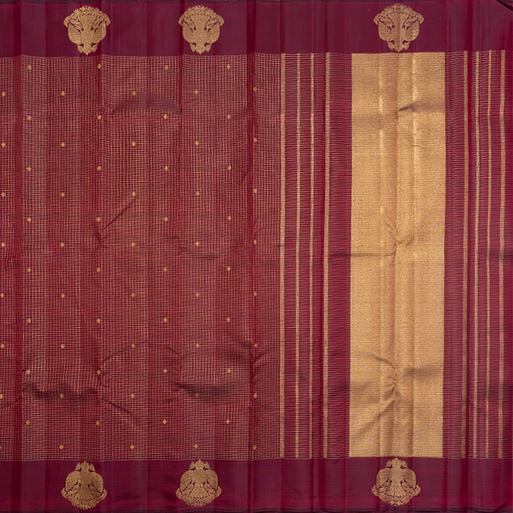 Hayagrivas Handloom Wine Maroon Kanjivaram Silk Saree KBF742H10-1