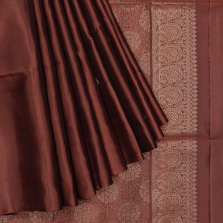 Hayagrivas Rust Brown Handloom Soft Silk Saree KBF863H1-2