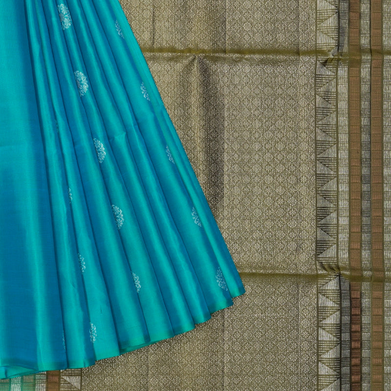 Hayagrivas Aqua Green Handloom Soft Silk Saree KBF863H1-3