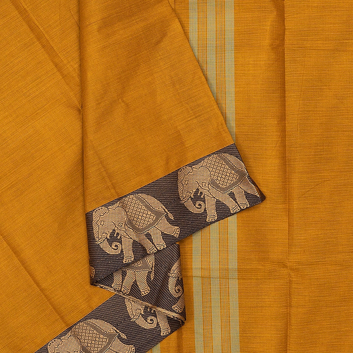 Hayagrivas Mustard Yellow Handloom Chettinad Cotton Saree SSCBF134H1-28