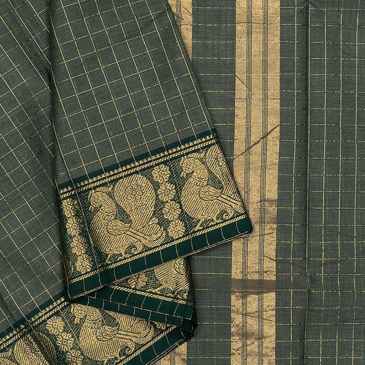 Hayagrivas Cement Green Handloom Chettinad Cotton Saree SSCBF134H2-40