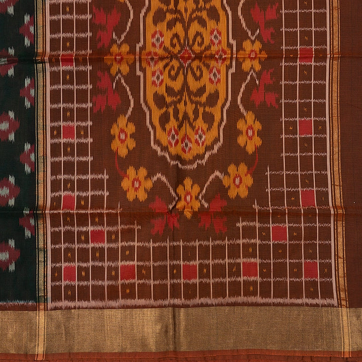 Hayagrivas Karum Pachai Ikkat Kora Silk Cotton Saree SSCBF155H1-25